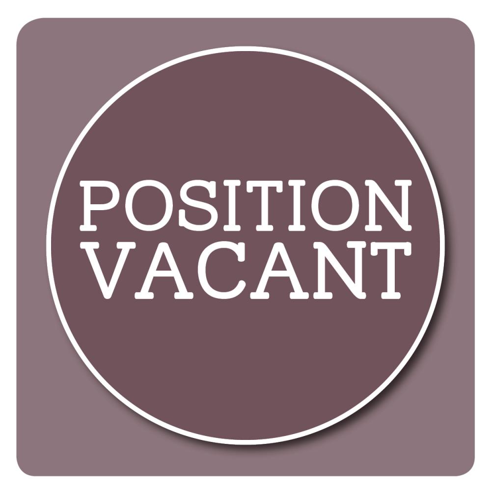Purple circle on lilac background with white letters saying Position Vacant